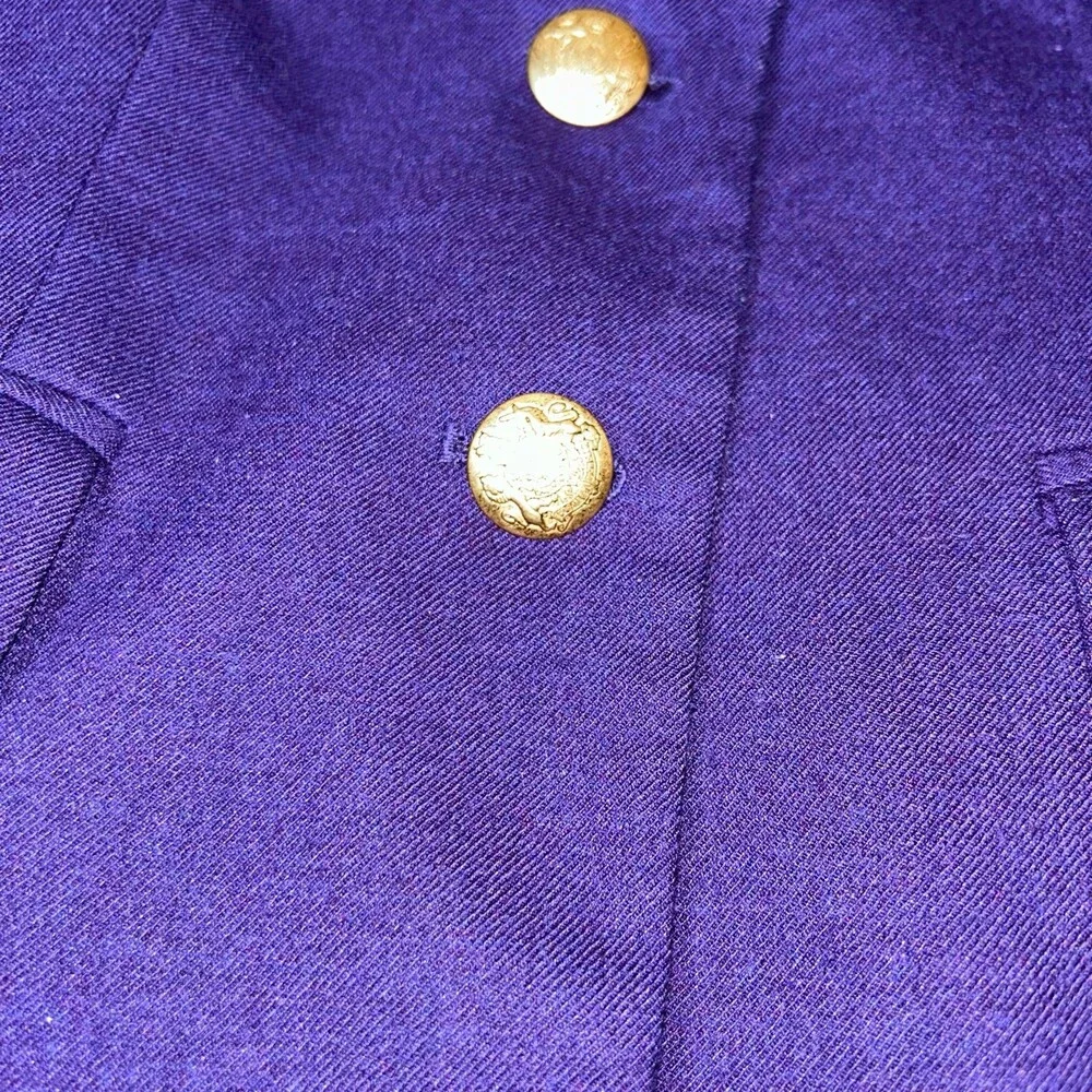 J. Crew blazer school boy jacket purple gold hardware wool blend SZ 0 - Picture 6 of 9